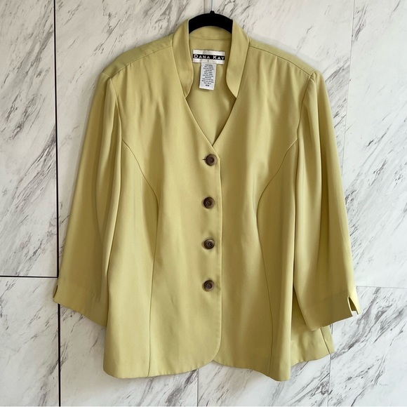 Vintage Dana Kay Flat Collarless Button Blazer SZ 18W - Picture 2 of 5